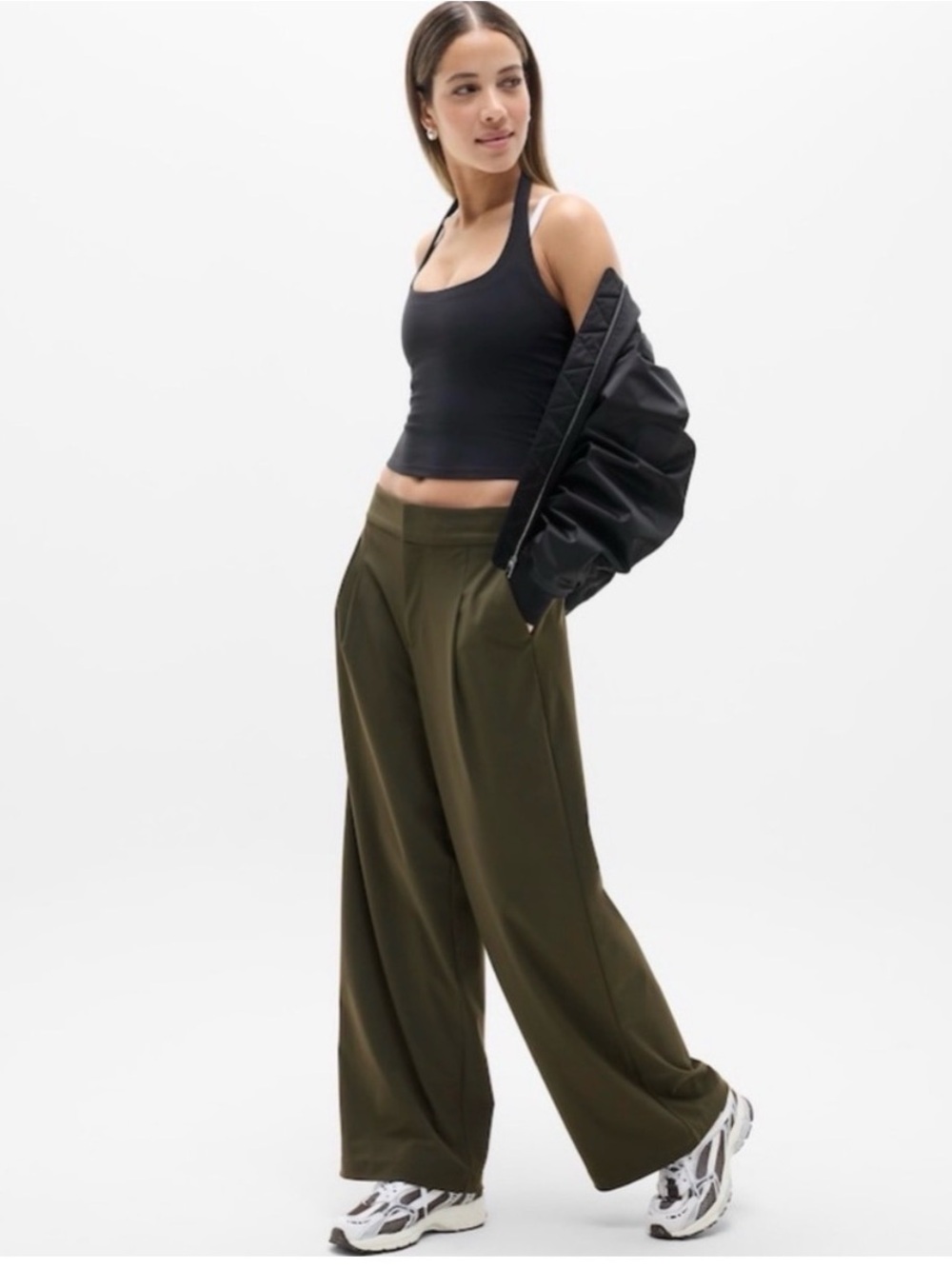 NWT Athleta Pinnacle Wide Leg Trouser, Forest Green, Size 0P